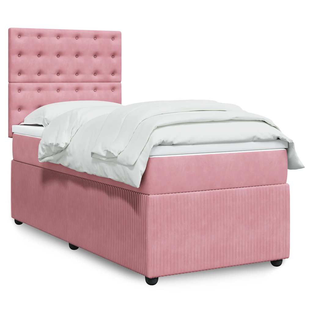 Vidaxl Kontinentalbett Mit Matratze, Rosa, Samt, 100X200 Cm