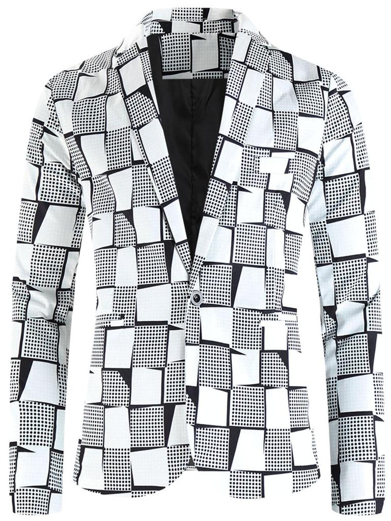 2024 Europäischer Lässiger Übergröße Herren Ein-Knopf Anzug mit Druck