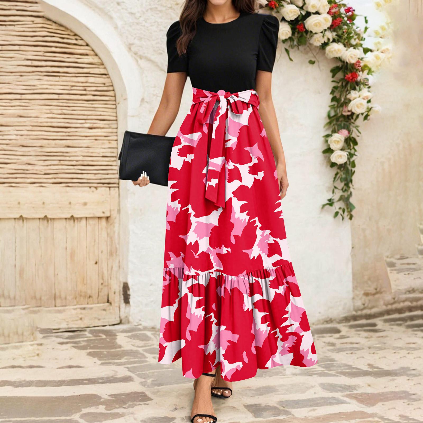 

Женское платье с цветочным принтом и высокой талией, модное и элегантное XXL