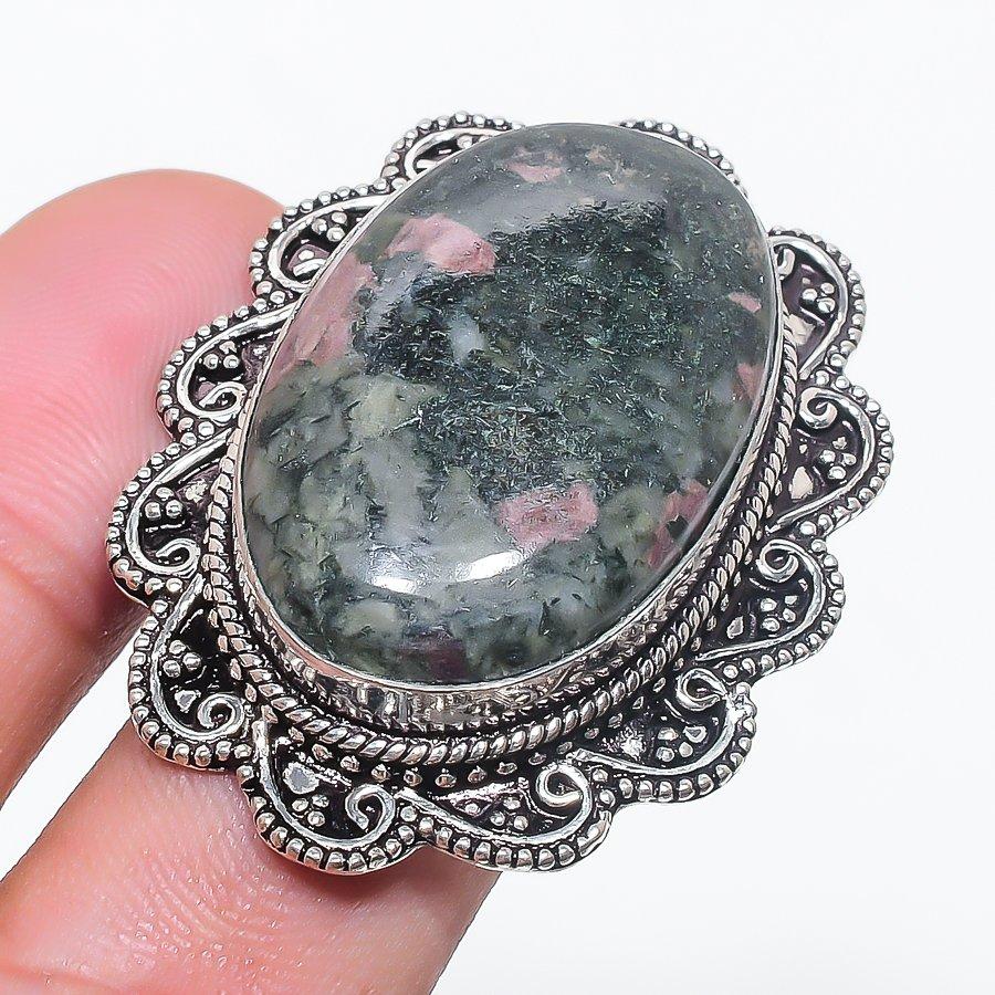 Natural Eudialyte Gemstone Handmade 925 Sterling Silver Jewelry Ring Size 5 e3D65