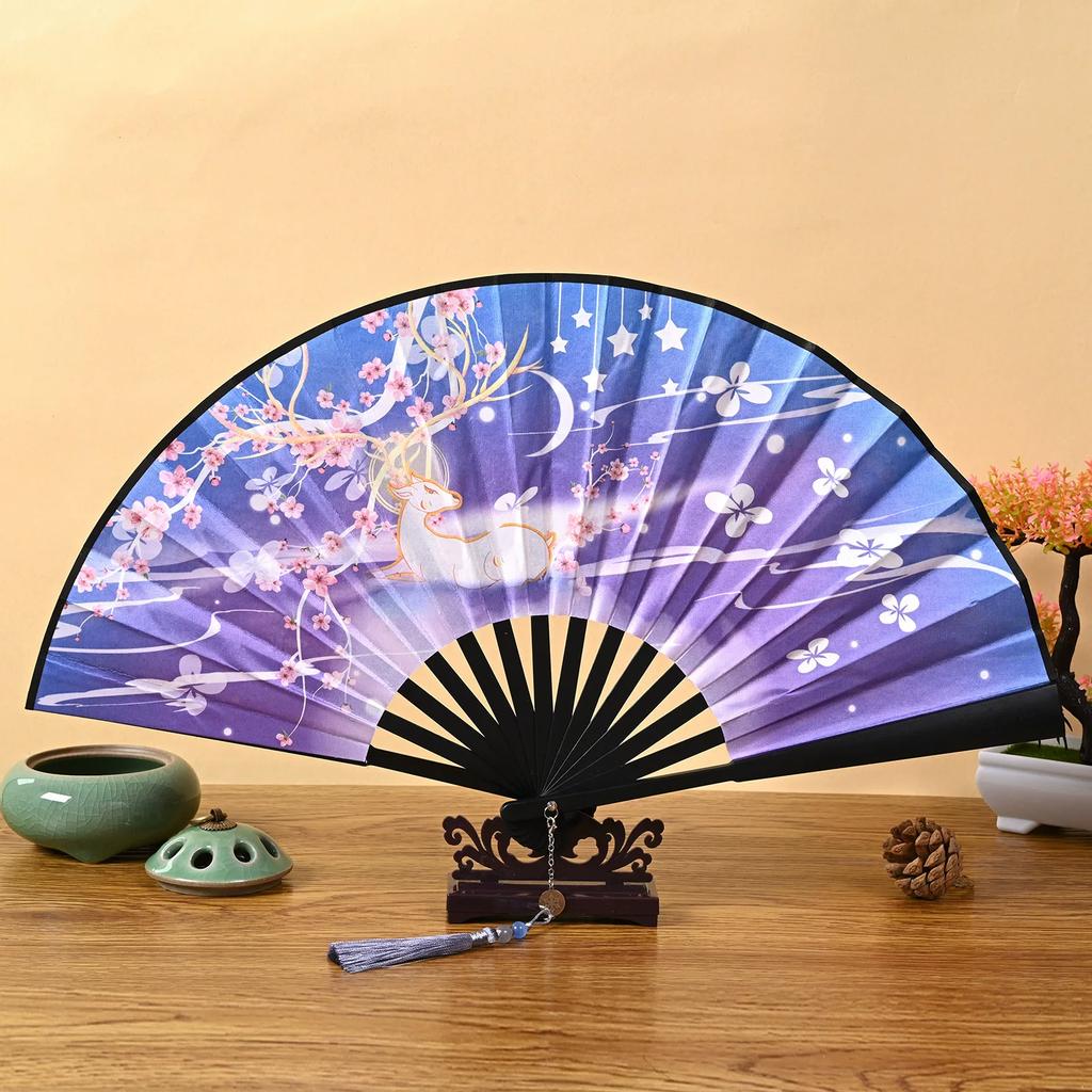 Folding Fan In Ancient Style for Boys, Dragon Design, Student Style, Bold Black Double-Sided Summer Plastic Fan, New Model