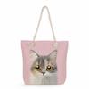 Multifunctional Cute Cat Printed Thick Rope Shoulder Beach Bag Casual Large Capacity Handbag 7608 KTB