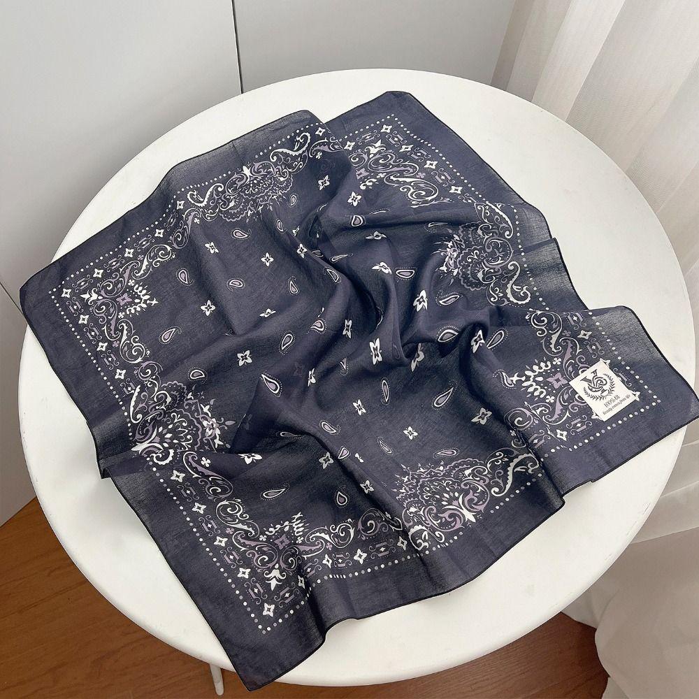 Thin Cashew Nut Print Silk Scarf Breathable Square Handkerchief Retro Small Scarves Women
