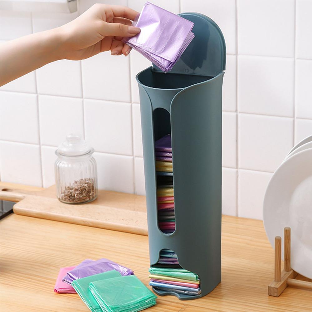 Space Saving Garbage Bag Dispenser Wall Mounted Plastic Bag Holder Trash Bag Organizer  Kitchen