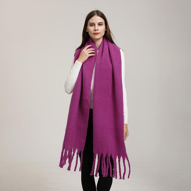 Winter Solid Color Tassels Cashmere Scarf Keep Warm Woman Pashmina Shawl Ladies Fashion Long Scarves Wraps  210*30Cm