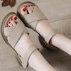 Women's Genuine Leather Chunky Heel Sandals for Wide Feet - Casual Summer Cowhide Shoes
