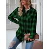 YYFS Women's Fashion Casual Spring Fall Plaid Print Long Sleeve POLO Neck Blouses & Shirts