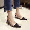 Pointed-toe Thick-heeled High Heels Women's Flip-flops and Lazy Shoes