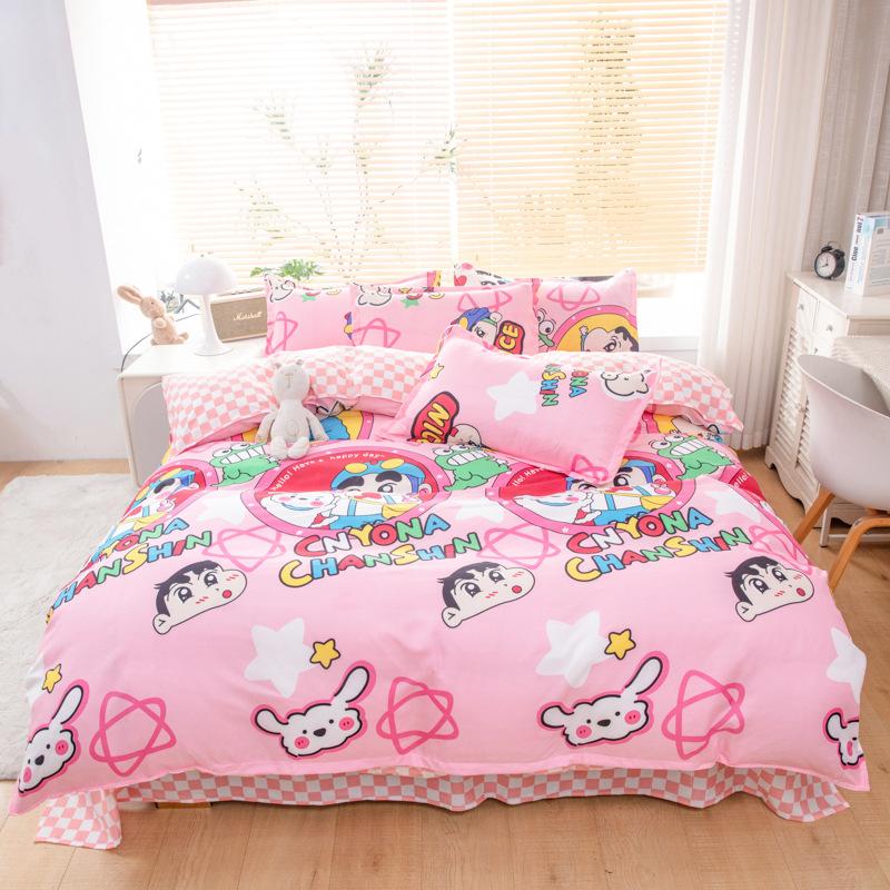 Cartoon Duvet Cover Set 3 or 4 Pieces Like Textured Breathable Durable Soft Comfy Washed Cotton Linen Feel Super Soft