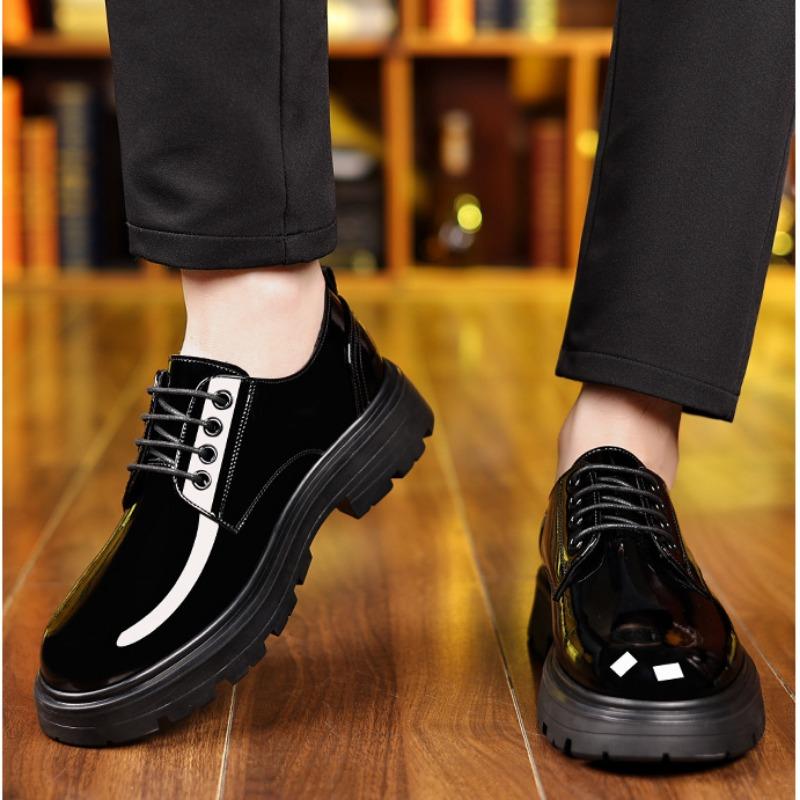 Fashion New Patent Leather Platform Leather Shoes for Men Designer Soft Soled Men's Wedding Shoes Fashion Business Male Dress Shoes