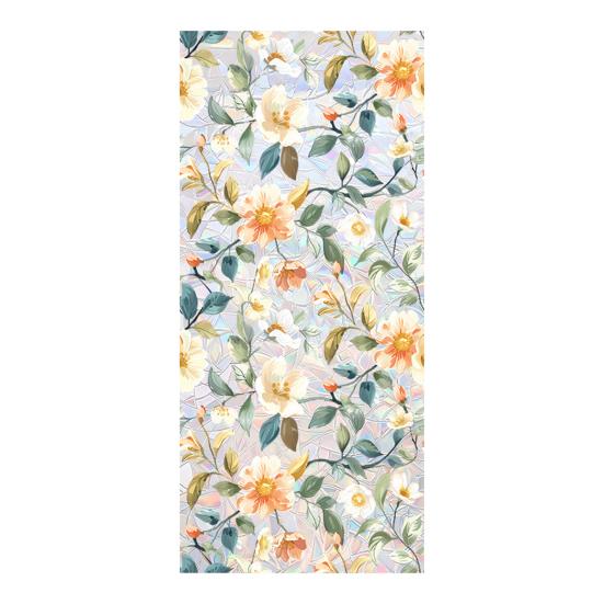 4 Sheets Rainbow Floral Window Privacy Film Stained Glass Decorative Decals Sun Blocking Heat Control Static Glass Clings for Bedroom Living Room