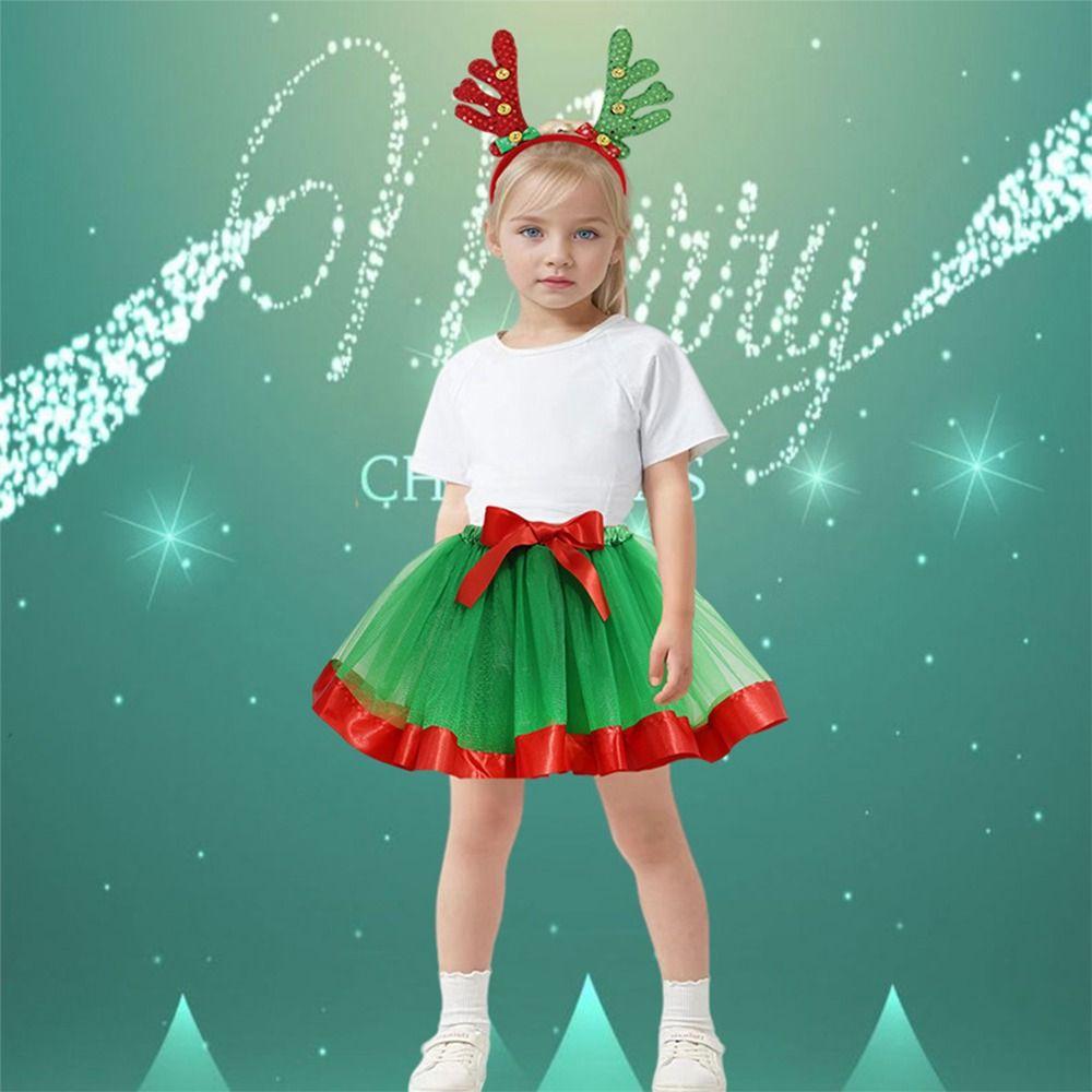 2-Piece Set Children's Tulle Skirt Christmas Party Performance Outfit For Height 80-140cm