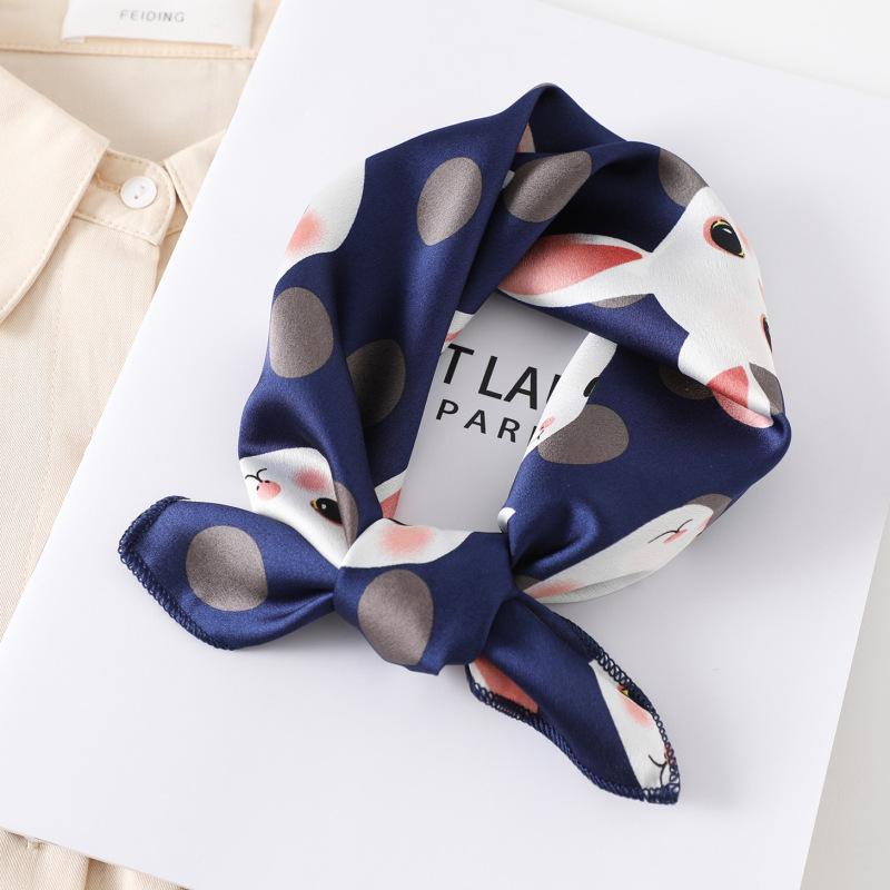 50X50CM Women Square Scarf Horse Printing Hair Neck Scarfs For Ladies Kerchief Twill Imitation Silk Foulard Scarves&Wraps
