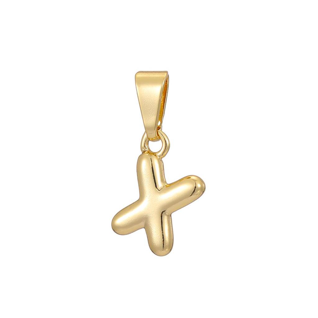 Pozłacany 18-karatowym złotem naszyjnik z mini zawieszką w kształcie litery bąbelkowej - Personalizowany 26 literami alfabetu angielskiego