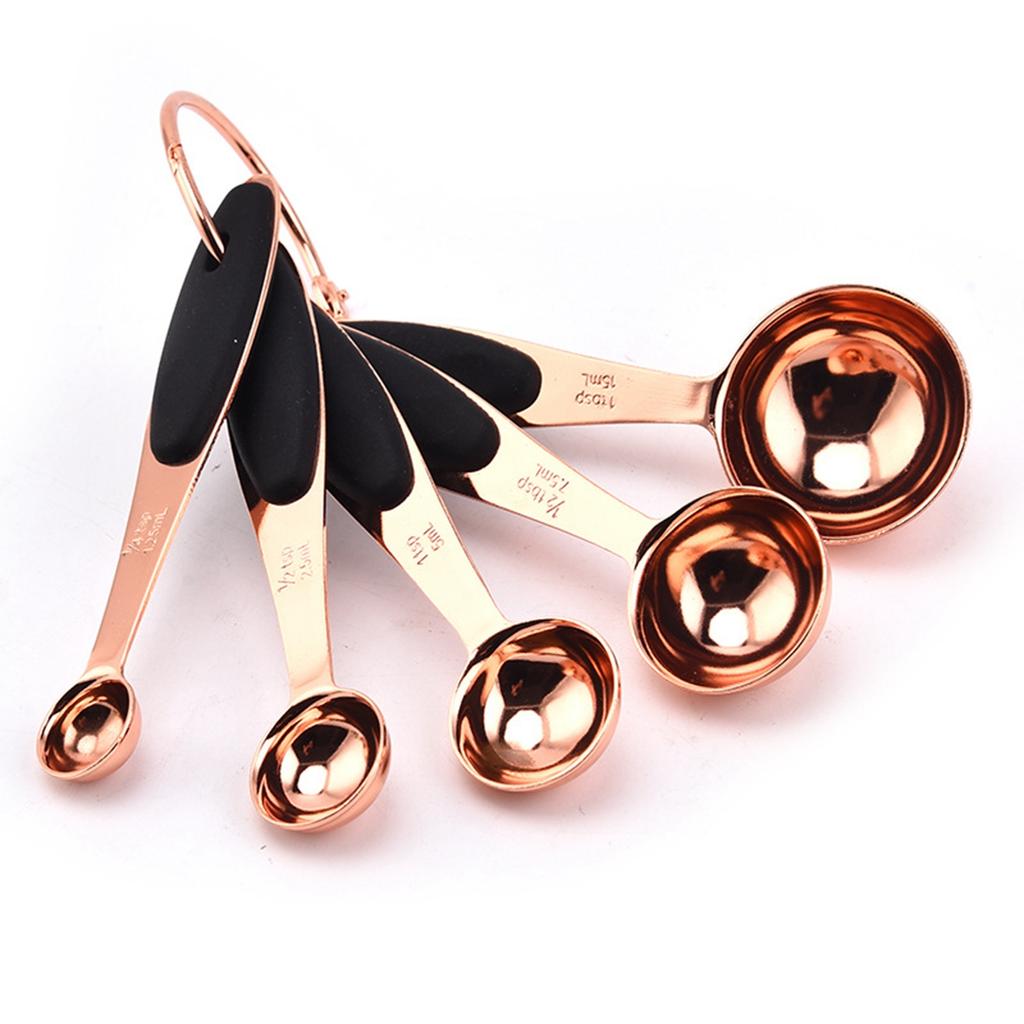 Rose Gold Stainless Steel Heavy Duty Baking Tool Sugar Scoop Measuring Cups Measuring Spoons Set