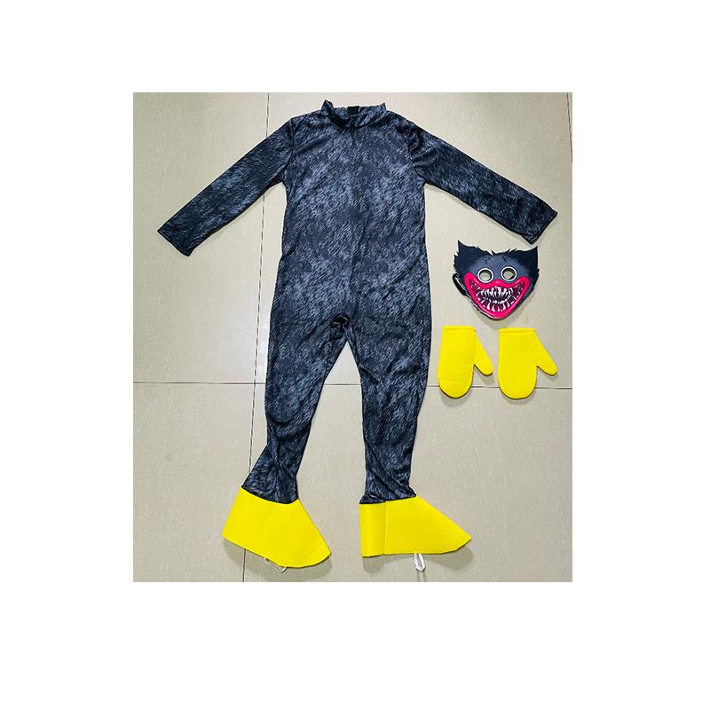 

Huggy Wuggy Kids Poppy Playtime Cosplay Costume Bodysuit Jumpsuit Gloves Mask L чорний