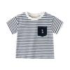 Boys' Pocket Short sleeve T-shirt Children's Half Sleeve round Neck Top Summer Thin Baby Boys' Cotton Stripe Children's Clothing