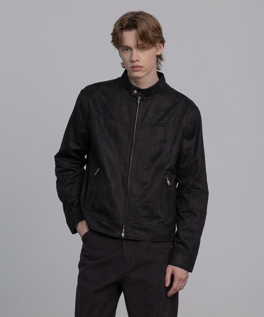 DECOROSO Biker Synthetic Suede Jacket [Black]