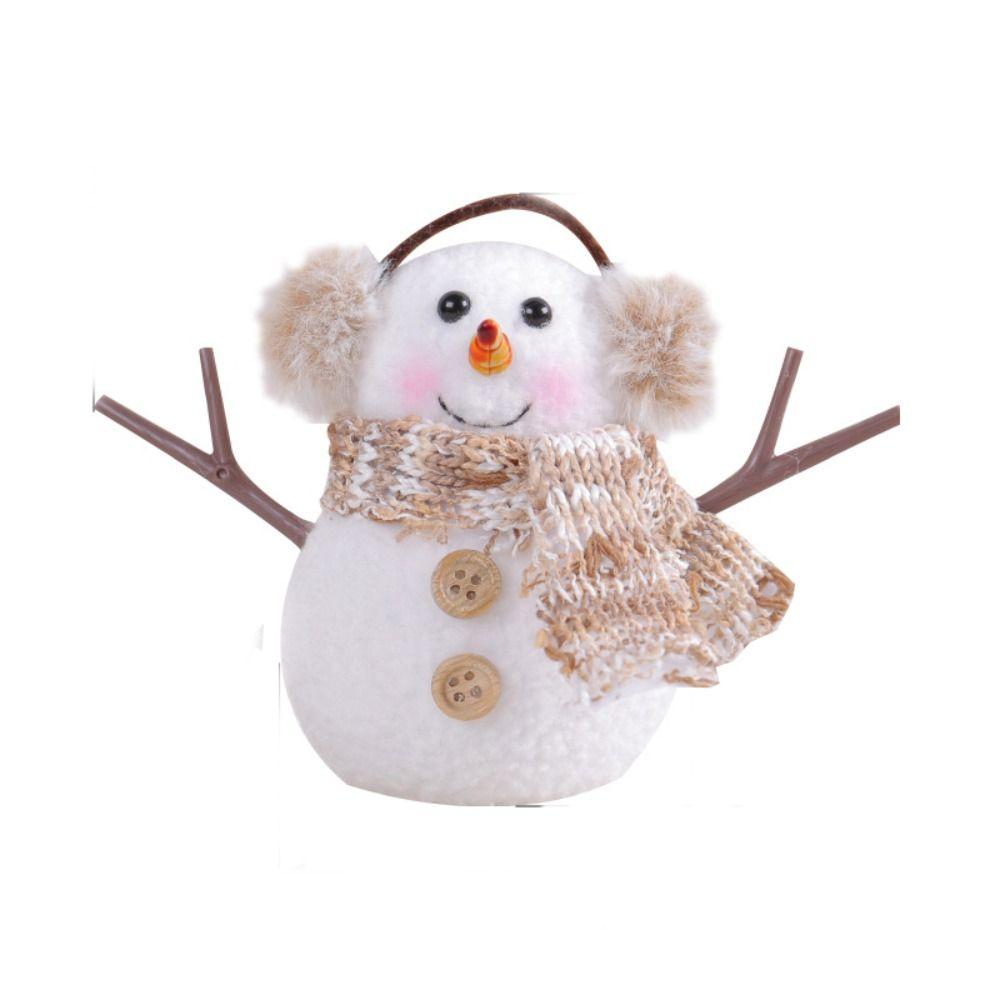 Illuminated Snowman Elk Glowing Toy Plaid Stripe Scarf Illuminated Snowman Lamp With Lights