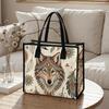 Bohemian Wolf Printed Tote Bag Casual Large Capacity Daily Commuter Shopping Handbag