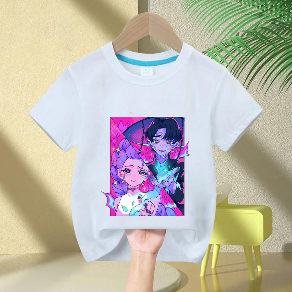 2025 New KPop Demon Hunter Saja Cartoon Boy Round Neck Printed Fashion Casual Kids T-Shirt