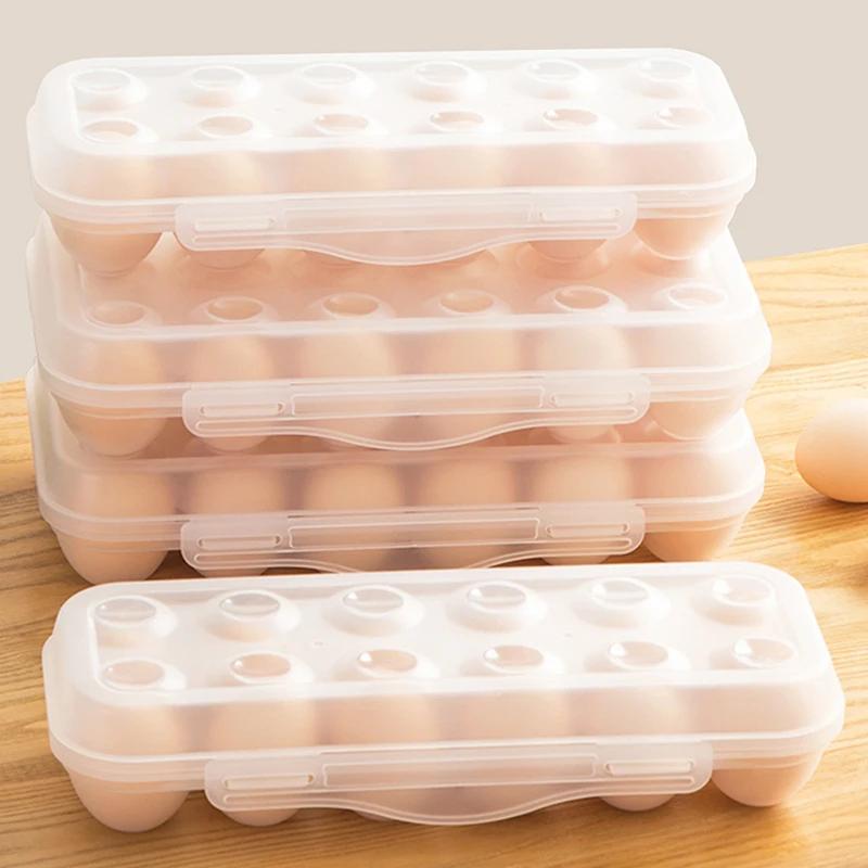 12/18 Grids Egg Storage Box with Lid Fridge Organizer Refrigerator Egg Drop Rack Household Kitchen Egg Tray