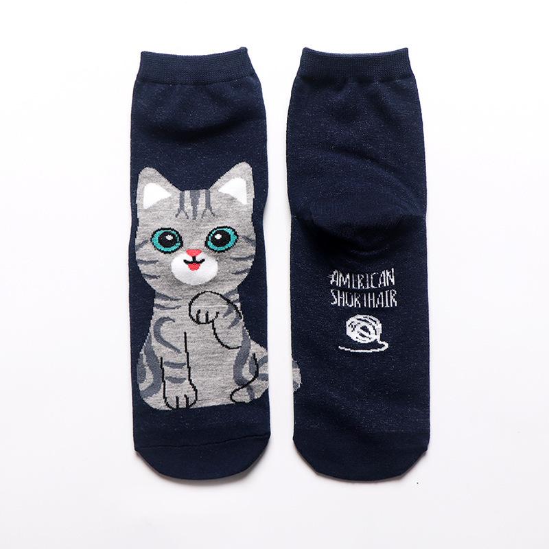 Korea Cartoon Cute Cat Socks Women Cotton Casual Skateboard Style Socks Spring Summer Gift