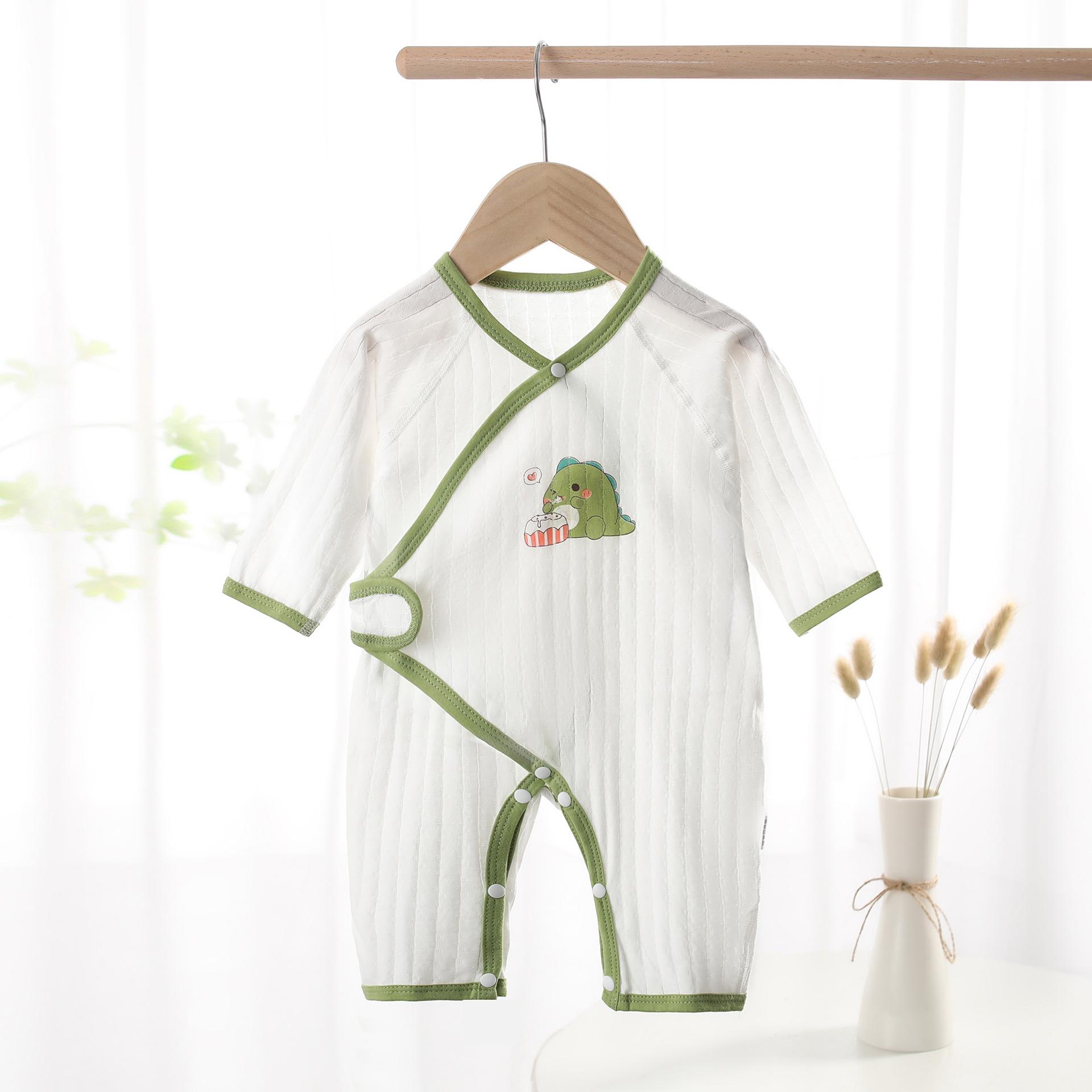 

Летние хлопковые ромперы для новорожденных - Тонкие, на липучках, бесшовные, унисекс пижамы для младенцев 66 cm зелёный