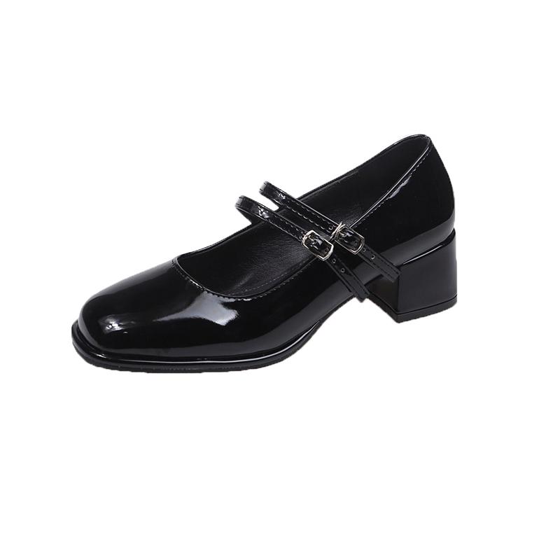 

Кожаные туфли на высоком каблуке с мелким вырезом, сексуальные туфли-лодочки, женские сандалии Мэри Джейн, весна 2025, кроссдрессеры, бежевые, африканский блок 35 чёрный