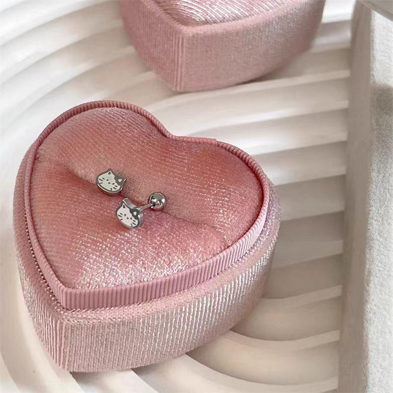 Chic Geometric Star Ear Cuff and Sweet KT Cat Stud Earrings with White Enamel