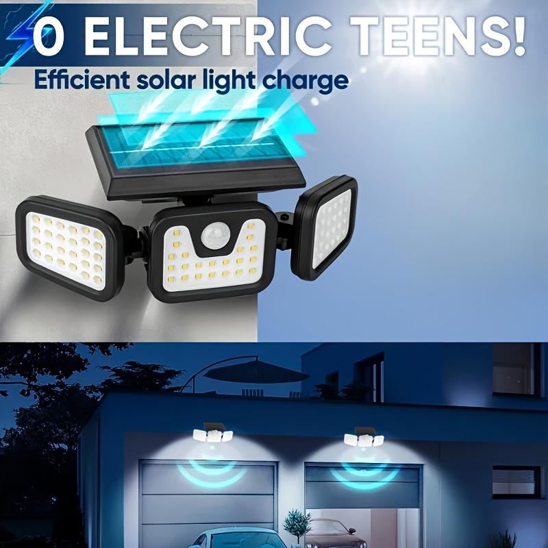 74 LED Solar Outdoor Motion Sensing Safety Lights,3-head Rotatable LED Wall Light,suitable for Garden,courtyard,garage,street