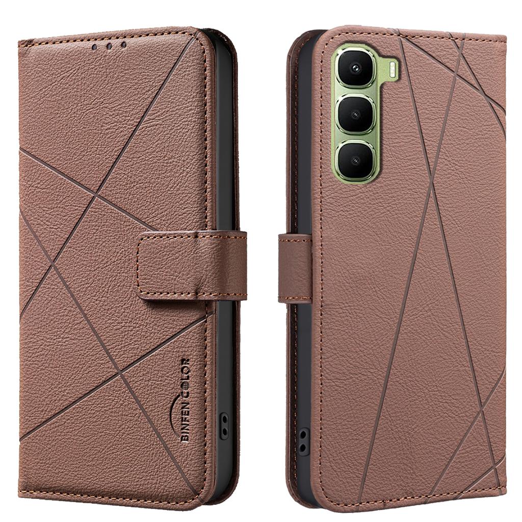 For Infinix Hot 60 Pro 4G Case BINFEN COLOR BF35 Geometry Imprinted Leather Phone Cover RFID Blocking Wallet Stand