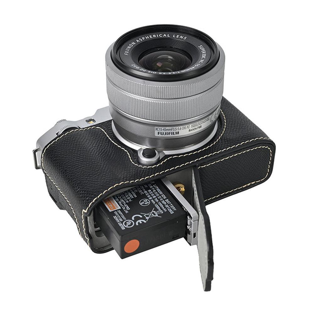 XM5 Kameratasche Palmblattmuster PU-Leder Halbkörpergehäuse für Fujifilm XM5 Fuji X-M5 Abdeckung mit Bodenöffnung