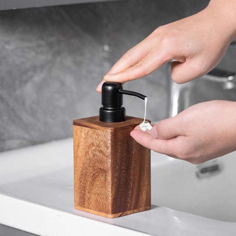 Luxury Wooden Soap Dispenser Hand Sanitizer & Lotion Bathroom Accessory - For Home & TravelSoap Bar Dispenser