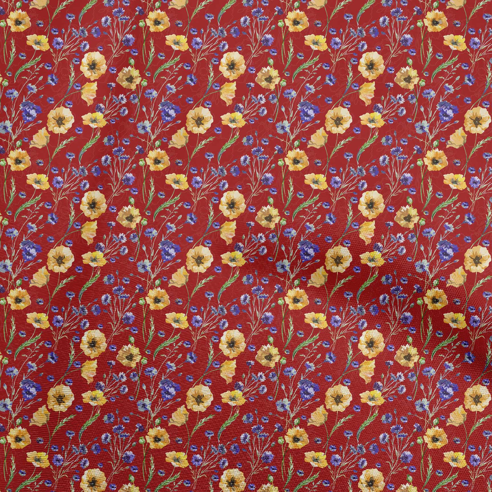 

oneOone Cotton Flex Темно-персикова тканина Сукня з квітковим малюнком Тканина з принтом Тканина у дворі 40 дюймів 42 Inch Wide - Viscose Chiffon жовтий