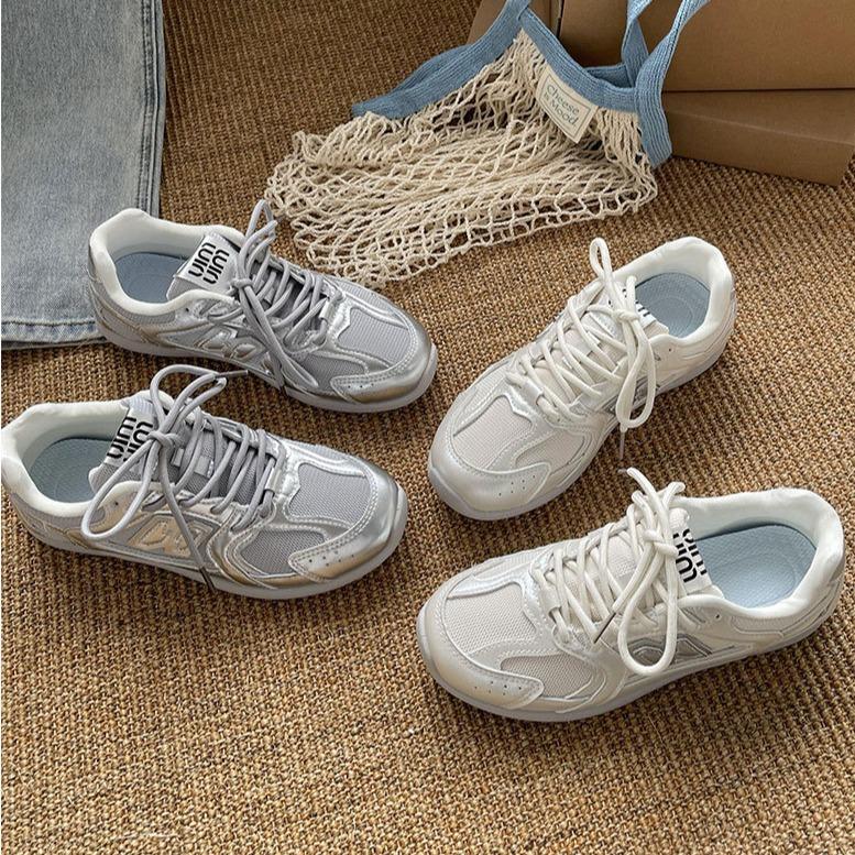 Fashion versatile silver retro flat-bottomed German training shoes women's 2025 new summer lightweight and breathable Forrest Gump sports shoes