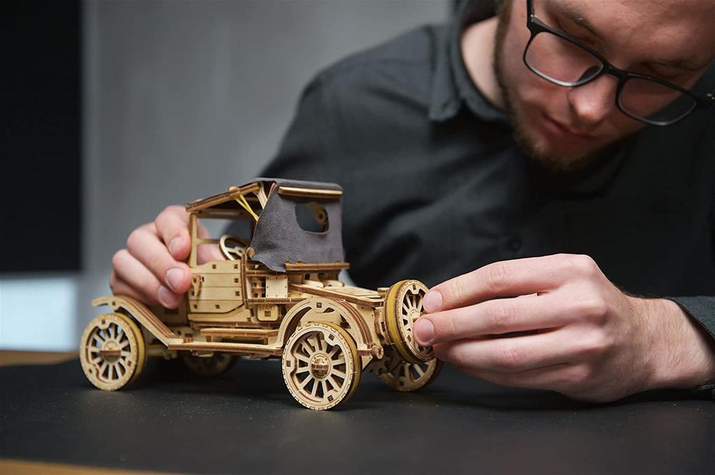 UGEARS Retro Car 70175 Wooden Puzzle Car Craft Model No Glue or Tools Required Adults and Children Intermediate Level - - - -