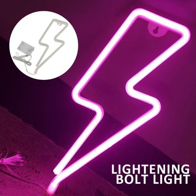 Lightening Bolt Neon Light Sign LED Lightning Shaped Night Light Home Wall Decor