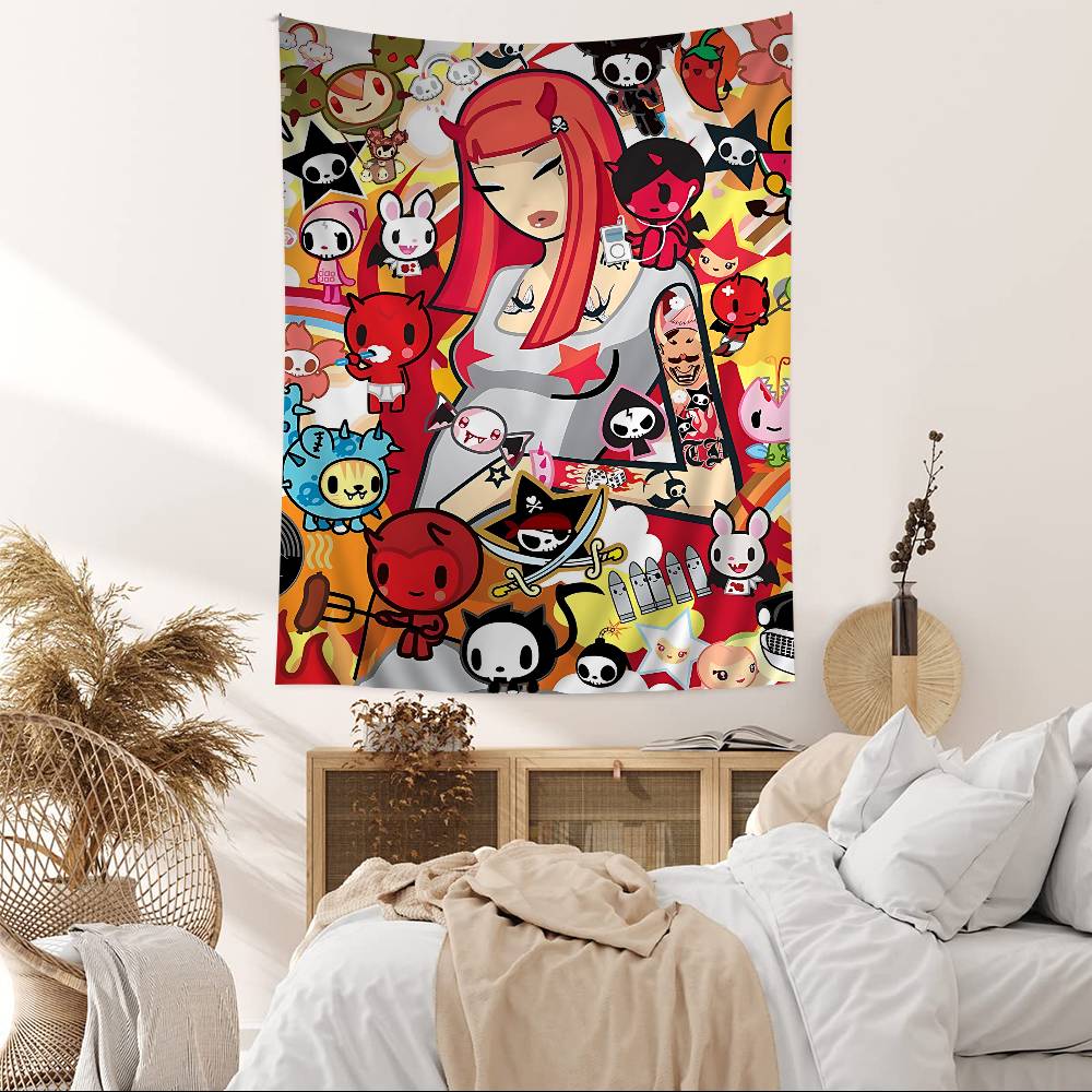 Japan Anime TTokidokiS Printed Large Wall Tapestry Hanging Tarot Hippie Wall Rugs Dorm Home Decor