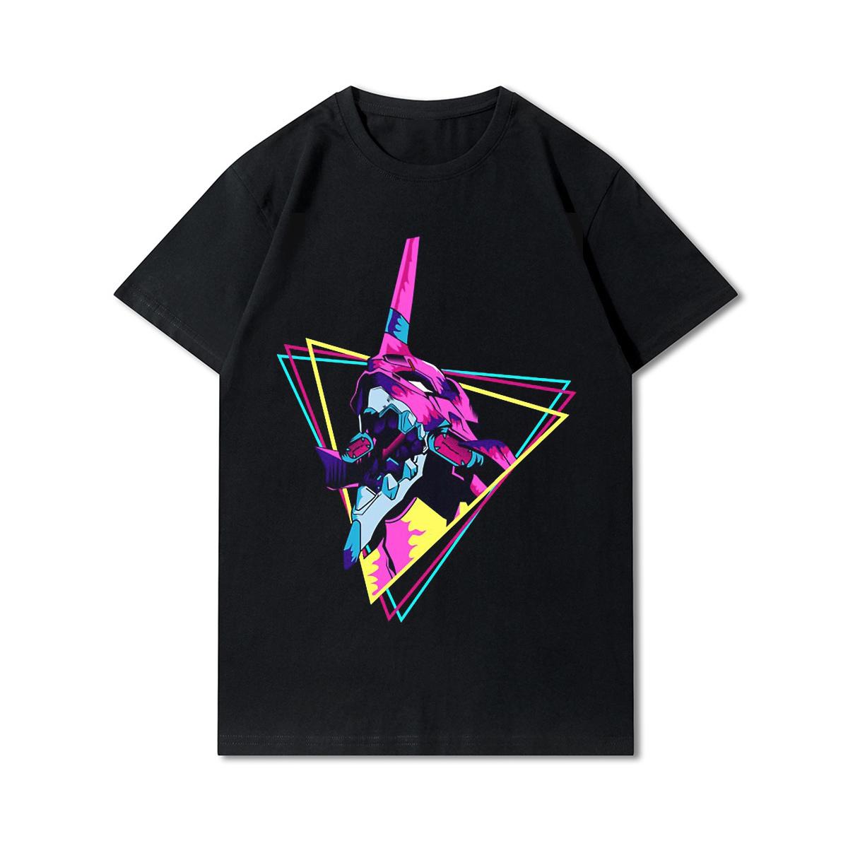 

Мужские футболки с принтом «Евангелион» больших размеров, хлопковые топы с круглым вырезом, летние повседневные черные футболки в стиле аниме 3XL