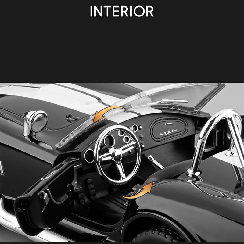 1/22 Ford 1965 Shelby Cobra 427 S/C Alloy Roadster Sports Car Model Diecast Metal Classic Car Vehicle Model Sound Light Kids Toy Gift