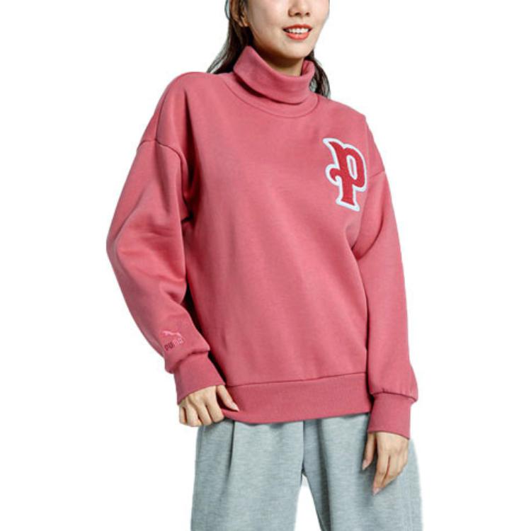 Puma Sports Lifestyle Serie Buchstabenmuster Lässiges Sweatshirt mit Stehkragen Langarm Damen Sweatshirt Rosa 534387-25