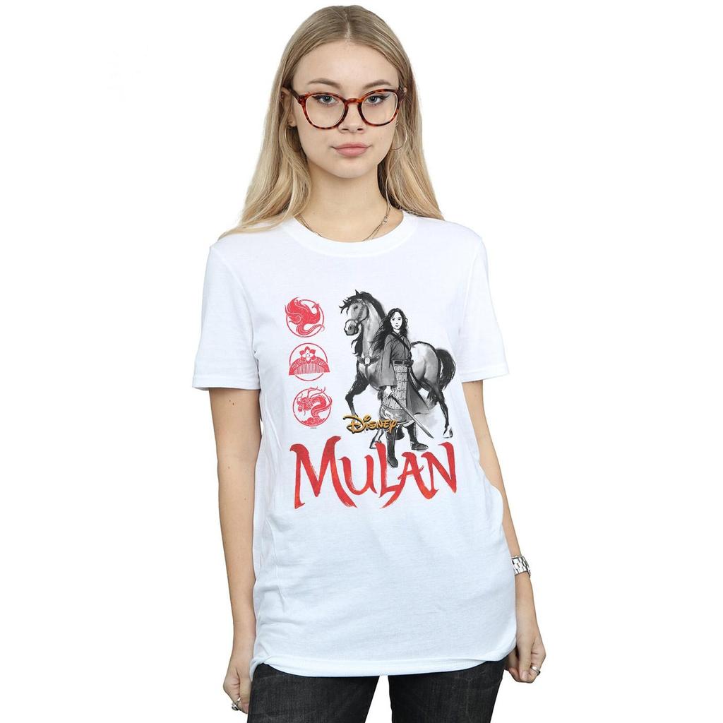 Disney Womens/Ladies Mulan Movie Horse Pose Cotton Boyfriend T-Shirt