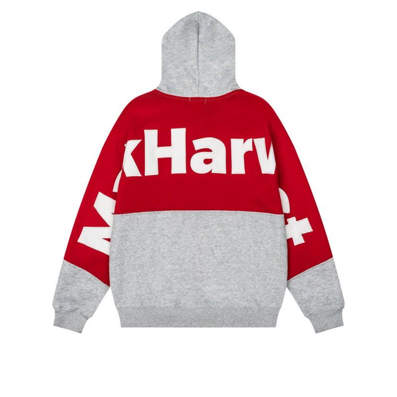 Designer Color Block Hoodie Mens Streetwear Letter Patch Embroidery Loose Zip Up Sweatshirt