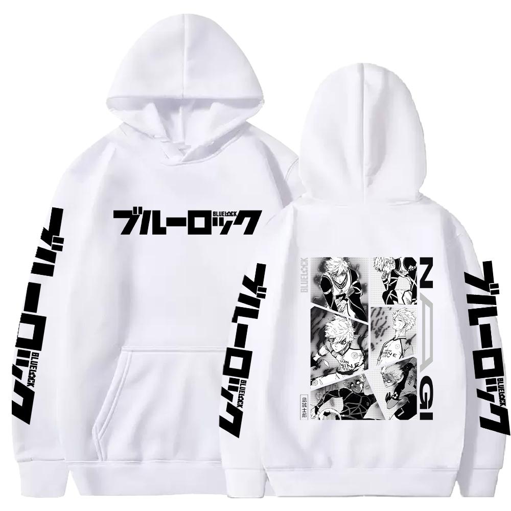 

Harajuku Аніме BLUE LOCK Nagi Seishiro з капюшоном з принтом Чоловіки Жінки Великі толстовки Поширений модний вуличний одяг Толстовка унісекс S білий