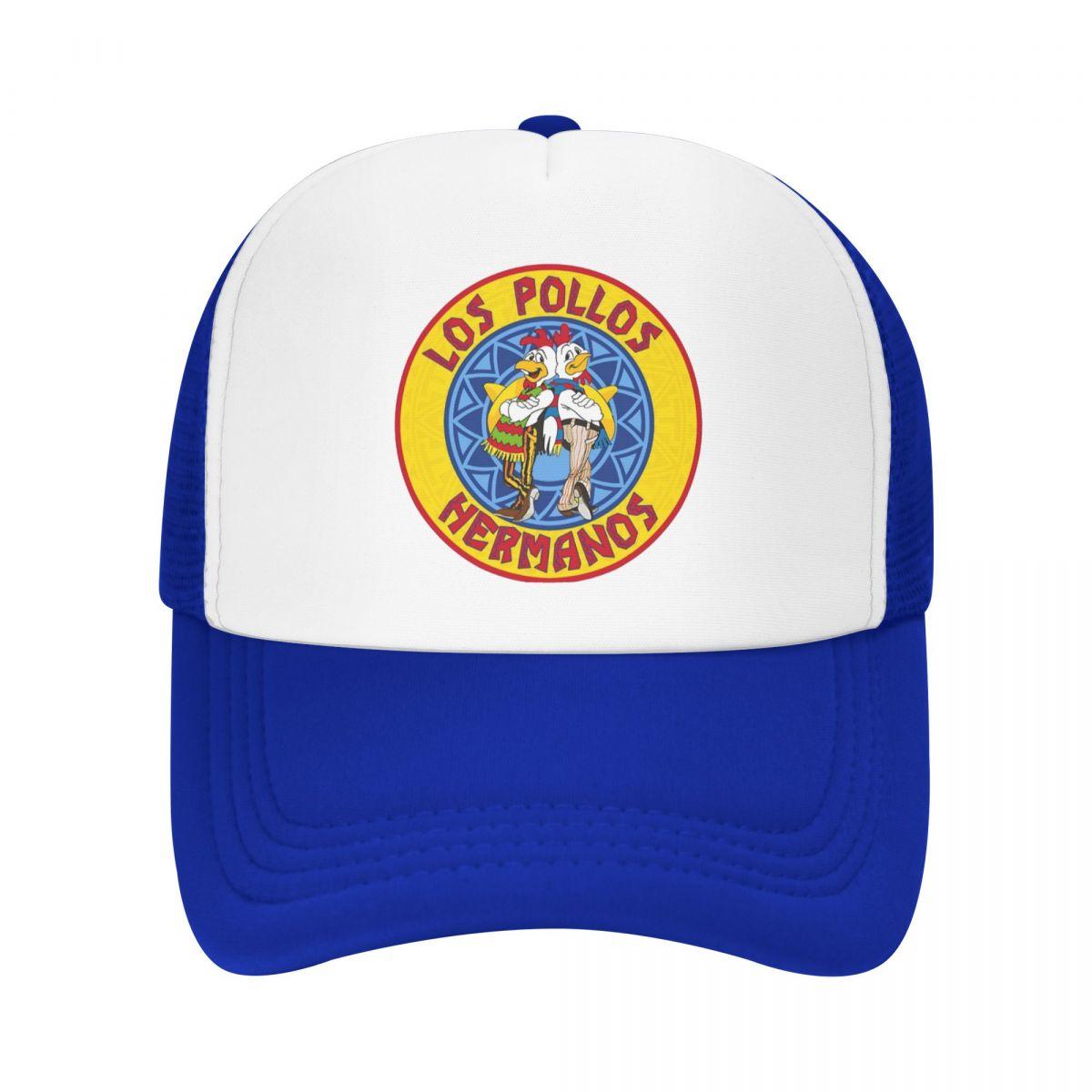 Los Pollos HerUnisex Hühnchen Trucker-Kappe Unisex HipHop Breaking Bad Hut Sonnenkappen Papa-Kappe Snapback-Kappen Netz-Baseballkappen Sommer One Size white