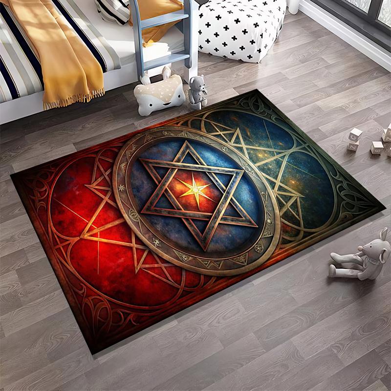Star and Geometric Patterned Rug Design Non-slip rug suitable for living room and bedroom sofas
