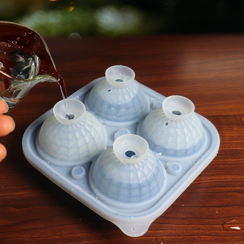 Large Silicone Spherical Ice Cube Mold with Funnel-3D Crystal Ice Maker,Whiskey,Bourbon,Brandy-Durable Whiskey AccessoriesCompatible with Roostertails