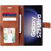 Coque pour samsung galaxy s23 ultra + 2 verres trempés, effet cuir antichoc intégral marron