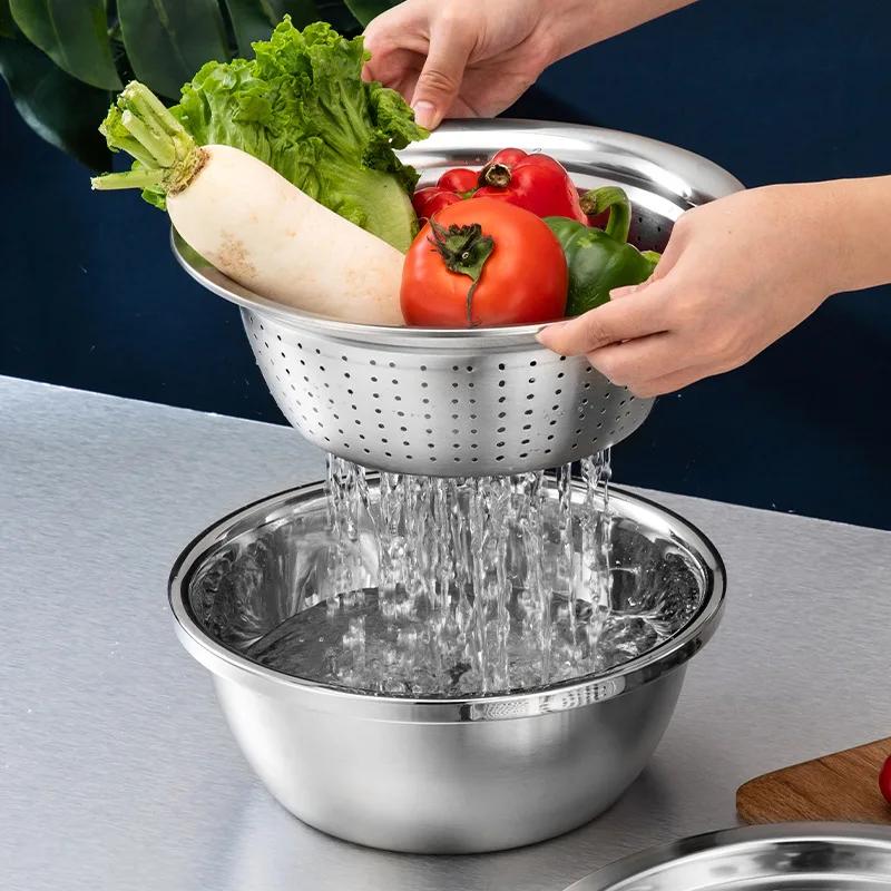 Multifunctional Stainless Steel Basin Vegetable Cutter Fruit Slicer Potato Peeler Carrot Grater Kitchen Accessories
